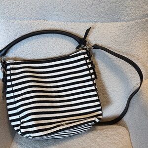 Kate Spade purse - crossbody bag- black & white stripped